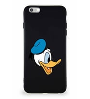 Apple iPhone 6S Plus Soft Premier Kapak Donald Duck-F Tasarımlı Silikon Kılıf - Siyah (Şeffaf)