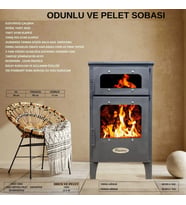 Peletli ve Odunlu Favore Kaf  Şömineli - FIRINLI Soba 