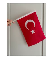 (10 Adet) Sopalı Türk Bayrağı 20x30 cm – Bez Alpaka Kumaş