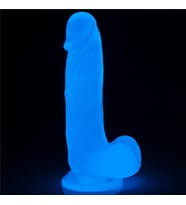 Lilitu Shop Gece Parlayan Fosforlu 19 cm Realistik Vantuzlu Şeffaf Dildo Penis