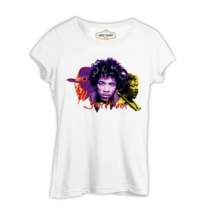 Jimi Hendrix Beyaz Kadın Tshirt