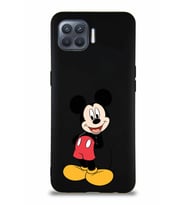 Oppo Reno 4 Lite Soft Premier Kapak Mickey Mouse-B Tasarımlı Silikon Kılıf - Siyah (Şeffaf)