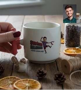 Kişiye Özel Karikatürlü Bordo Mavi Taraftar T Kupa Doğum Günü Hediyesi