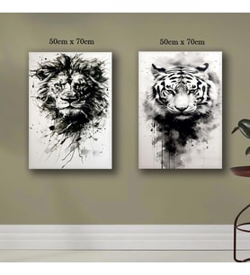 aslan ve kaplan tablo resim kanvas 2 adet 50x70