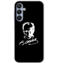 Galaxy A35 Kılıf HD Desen Baskılı Kılıf - Atatürk Silüet İmza