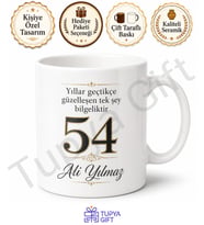 Şık Ve Sade 54 Yaş Doğum Günü Hediyesi Kahve Kupası Baskılı Bardak