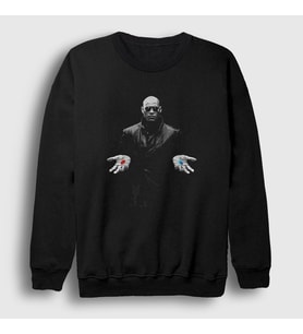 Presmono Unisex Siyah Red Pill Blue Pill Morpheus Film The Matrix Sweatshirt 449897tt