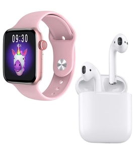 HW22 Plus Pembe Akıllı Saat Airpods Seri 2 Anc Özellikli Bluetooth Kulaklık