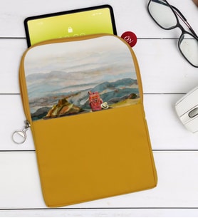 BK Gift Suluboya Tasarımlı Taşınabilir Koruyucu Tablet Kılıfı & Organizer Çanta - Sarı-1