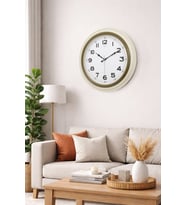 KREM KASA YESIL CERCEVE DUVAR SAATİ 44.5 cm