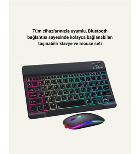 RGB Aydınlatmalı Şarjlı Kablosuz Klavye ve Mouse Seti – Modern ve Kompakt Tasarım