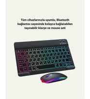 RGB Aydınlatmalı Şarjlı Kablosuz Klavye ve Mouse Seti – Modern ve Kompakt Tasarım