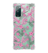 Samsung Galaxy S20 Fe  Köşe Korumalı Antişok Kapak Floral Pembe Tasarımlı Şeffaf  Kılıf