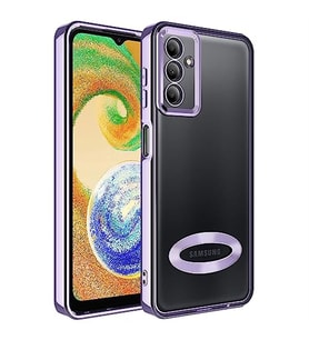 coverzone Samsung Galaxy A14 ile uyumlu K?l?f Kamera Korumal? Logo G�steren Parlak renk kenar �izgileri ile ??k bir tasar?m Colored Z-Omega Kapak (ROSE GOLD)