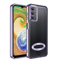 coverzone Samsung Galaxy A14 ile uyumlu K?l?f Kamera Korumal? Logo G�steren Parlak renk kenar �izgileri ile ??k bir tasar?m Colored Z-Omega Kapak (ROSE GOLD)