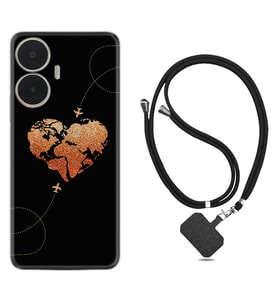 Realme C55 Kılıf Silikon Boyun Askılı İpli Desenli Silikon Plane Heart 1721
