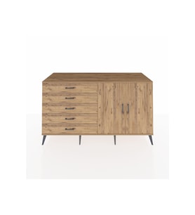 Kronos Konsol 2 Raflı 5 Çekmeceli 2 Kapaklı 176x59x99 Çam-Çam