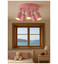 GU10 Pembe Beşli 5’li Hareketli Başlık Çocuk Bebek Odası LED Tavan Spot Avize Tasarruflu Ampul