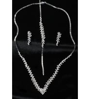 Su Yolu Yuvarlak Kolye Küpe Bileklik Set 925 Ayar Zirkon Taşlı Beyaz Silver Abiye Düğün Nişan Kına ST-0003