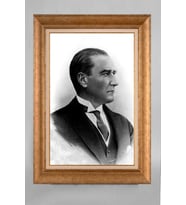 Altın Varaklı Paspartulu Çerçeveli Atatürk Tablo sd418