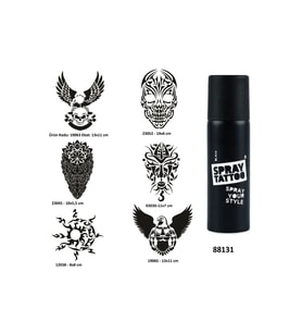 Güçlü Erkek Sembolleri Spray Tattoo Geçici Dövme Yapma Seti Dark Siyah