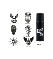Güçlü Erkek Sembolleri Spray Tattoo Geçici Dövme Yapma Seti Dark Siyah