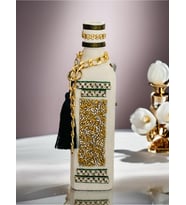 Glitter püsküllü handmade şişe şamdan