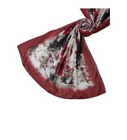 Ebruli Cotton Vual Çiçek Desenli Şal 75x190 cm (Bordo)