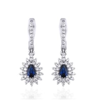 0.90 Karat Laboratuvar Pırlantalı Safir Küpe - HRD Sertifikalı