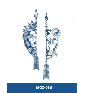 MGZ-036 DİŞİ ERKEK ASLAN VE OK DESEN ORTA BOY YARI KALICI DÖVME-TATTO