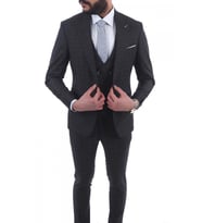 Jan Carlucci Slimfit Yelekli Drop 6 Takım (Siyah)