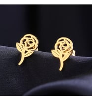 Kişiye Özel 925 Ayar Gümüş Gül Küpe (Gold)