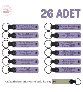Avukatlık Bürosu İçin Konuklarınıza Değerli Hediyelik Anahtarlık, 26' lı Set, Mor Menekşe & S Kahve (Lila - Mor)