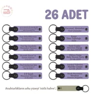 Avukatlık Bürosu İçin Konuklarınıza Değerli Hediyelik Anahtarlık, 26' lı Set, Mor Menekşe & S Kahve (Lila - Mor)