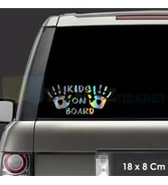 Baby On Board Arabada Bebek Var El İzi Hologram Oto Sticker Araba Renkli Etiket Çıkartma 18 x 8 Cm