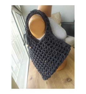 Asimetrik Yazlık File Çanta Omuz - Kol Handmade (Füme)
