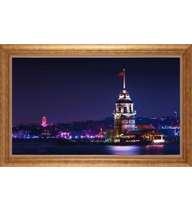 Çerçeveli Paspartulu Manzara Tablo bm1913 (Gold)