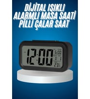 Işıklı Dereceli Masa Ofis Saati Alarmlı Termometre Takvim Çalar Saat