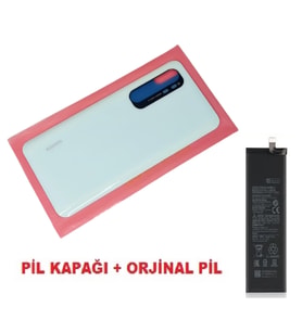 Tkgz Xiaomi Mi Note 10 Lite Arka Kapak Batarya Pil Kapağı + PİL (CAM) BEYAZ