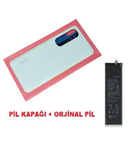 Tkgz Xiaomi Mi Note 10 Lite Arka Kapak Batarya Pil Kapağı + PİL (CAM) BEYAZ