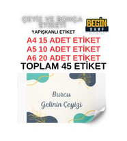 A4 A5 A6 45 Adet Çeyiz Bohça Koli Paket Etiketi Isme Özel Yapışlanlı Etiket 021