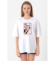 Gintama Anime Gintoki Fruit Juice Beyaz Kadın Oversize Tshirt