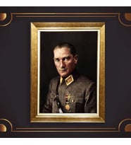 Altın Varaklı Çerçeveli Paspartulu Atatürk Tablo z4850 (Gold)