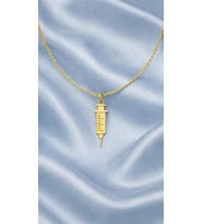 Kişiye Özel 925 Ayar Gümüş Minimal Şırınga Kolye (Gold)
