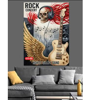 Kanatlı Gitar Rock Roll Müzik Dekoratif Kanvas - Mdf Ahşap Tablo