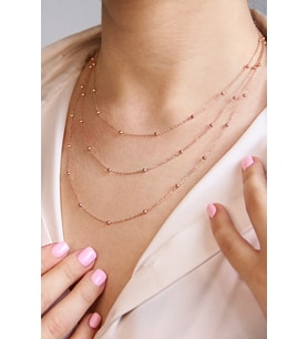 925 Ayar Gümüş Toplu Üç Zincirli Rose Gold Kolye - N166001