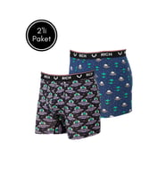 Erkek Likralı Desenli ve Düz 2'li Boxer Paketi (Çok Renkli)
