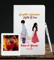 Sevgililer Gününe Özel Deri Beyaz Defter Kalem & Instagram Çerçeve Hediye Seti 28