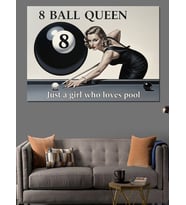 "8 Ball Queen" Bilardo Dekoratif Kanvas - Mdf Ahşap Tablo