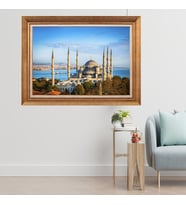 Çerçeveli Paspartulu Manzara Tablo cft0154 (Gold)
